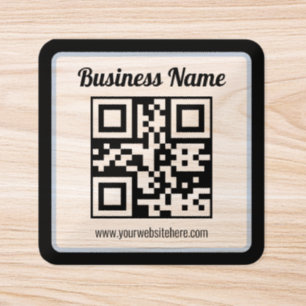 Editable QR code & Text w/Light Blue Border Square Sticker