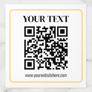 Editable QR code & Text w/Yellow Gold Border Envelope Liner