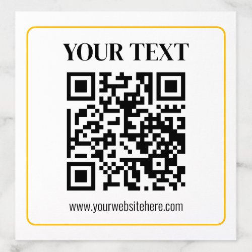 Editable QR code & Text w/Yellow Gold Border Envelope Liner