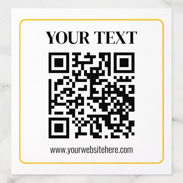 Editable QR code & Text w/Yellow Gold Border Envelope Liner (Design)