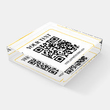 Editable QR code & Text w/Yellow Gold Border