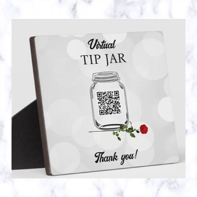 Editable QR Code Tip Jar and Rose Plaque (Creator Uploaded)