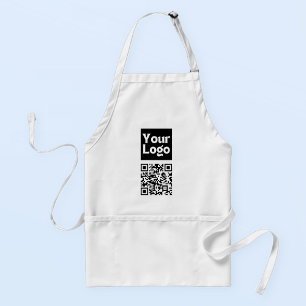 Editable QR code & Your Business Logo or Image Adult Apron