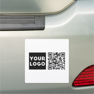 Editable QR code & Your Business Logo or Image Car Magnet