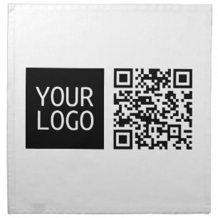 Editable QR code & Your Business Logo or Image Cloth Napkin