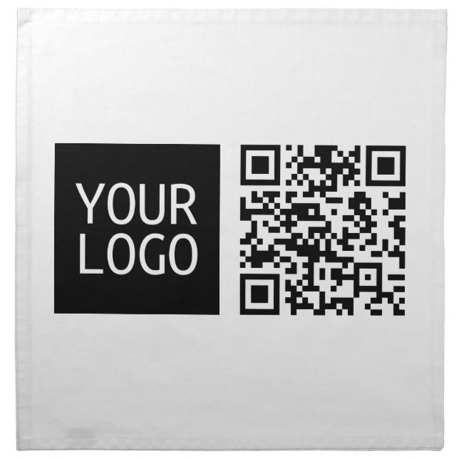 Editable QR code & Your Business Logo or Image Cloth Napkin (Front)
