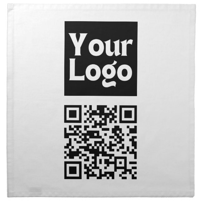Editable QR code & Your Business Logo or Image Cloth Napkin (Front)