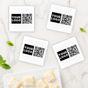 Editable QR code & Your Business Logo or Image Coaster Set
