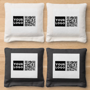 Editable QR code & Your Business Logo or Image Cornhole Bags
