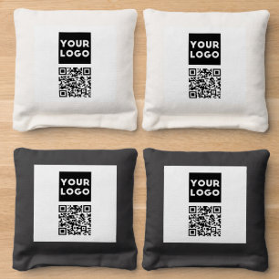 Editable QR code & Your Business Logo or Image Cornhole Bags