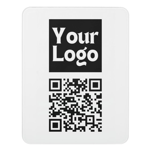 Editable QR code & Your Business Logo or Image Door Sign (Contemporary Vert)