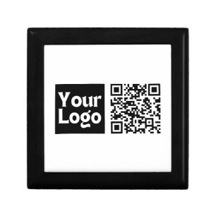 Editable QR code & Your Business Logo or Image Gift Box
