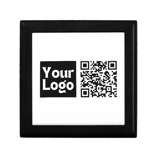 Editable QR code & Your Business Logo or Image Gift Box (Front)