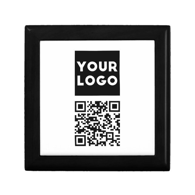 Editable QR code & Your Business Logo or Image Gift Box (Front)