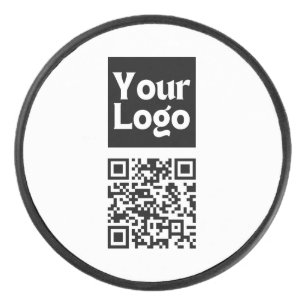 Editable QR code & Your Business Logo or Image Hockey Puck