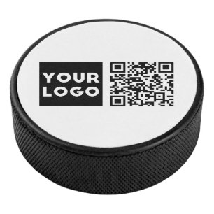 Editable QR code & Your Business Logo or Image Hockey Puck