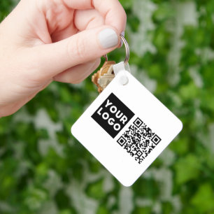 Editable QR code & Your Business Logo or Image Keychain