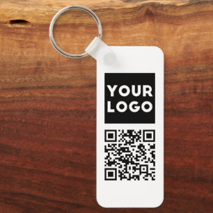 Editable QR code & Your Business Logo or Image Keychain
