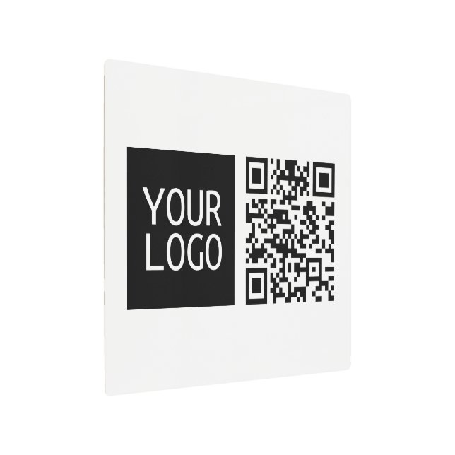 Editable QR code & Your Business Logo or Image Metal Print (Angled)