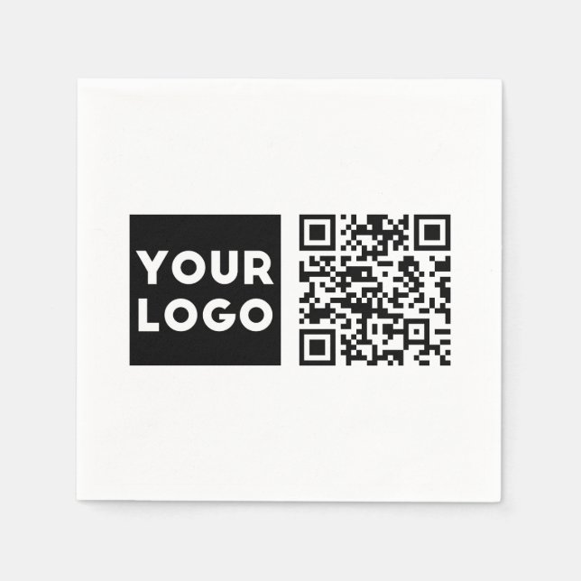 Editable QR code & Your Business Logo or Image Napkins (Front)
