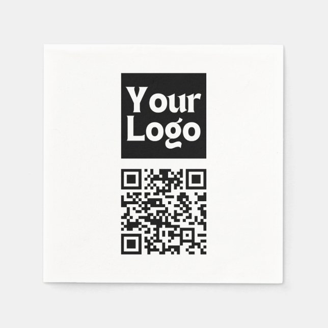 Editable QR code & Your Business Logo or Image Napkins (Front)