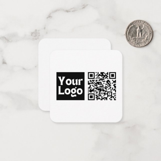 Editable QR code & Your Business Logo or Image Note Card (Front/Back In Situ)