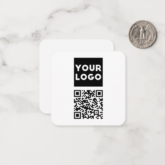 Editable QR code & Your Business Logo or Image Note Card (Front/Back In Situ)