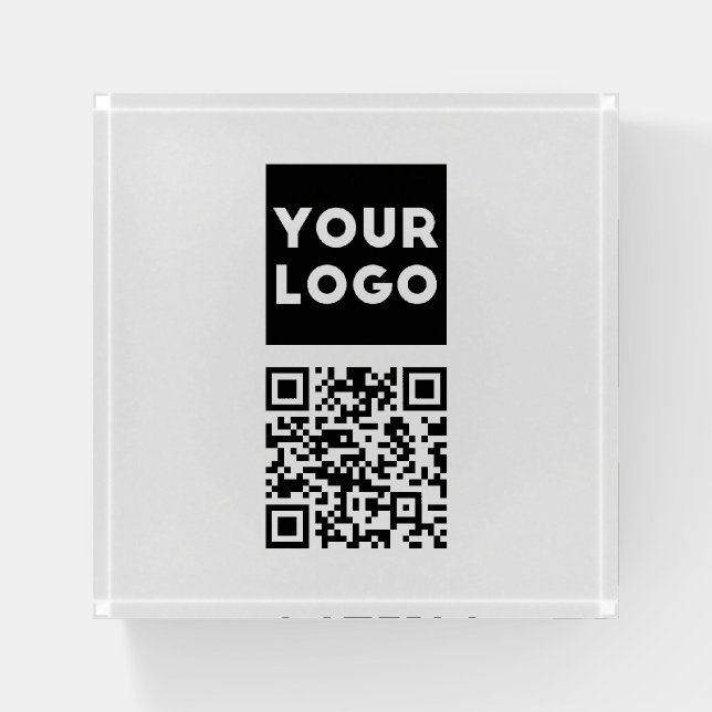 Editable QR code & Your Business Logo or Image Paperweight (Front)