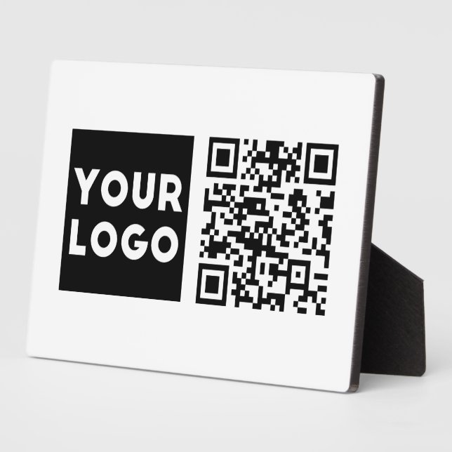 Editable QR code & Your Business Logo or Image Plaque (Side)