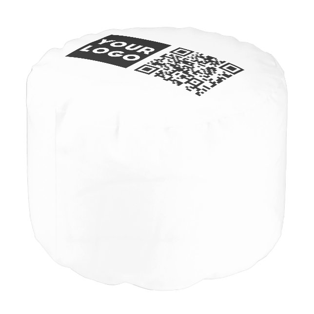 Editable QR code & Your Business Logo or Image Pouf (Angled Back)