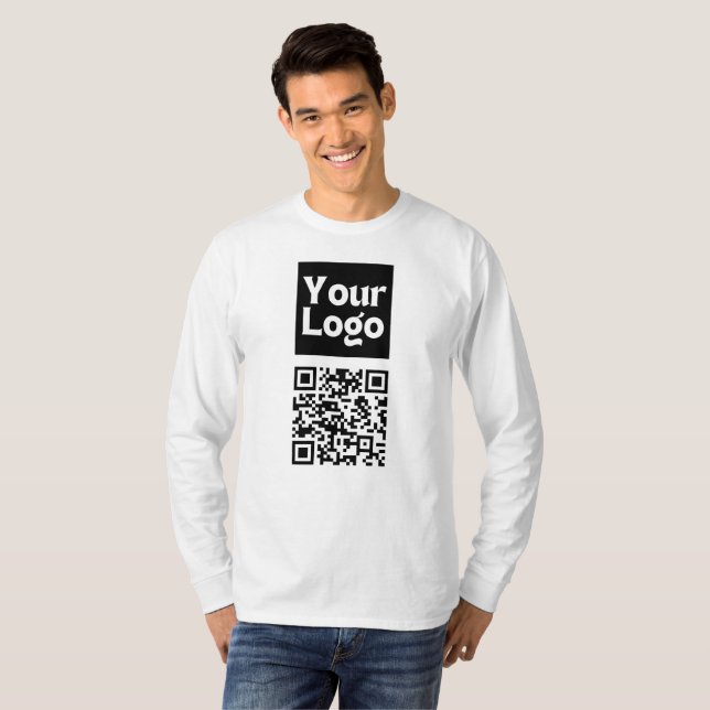 Editable QR code & Your Business Logo or Image T-Shirt (Front Full)
