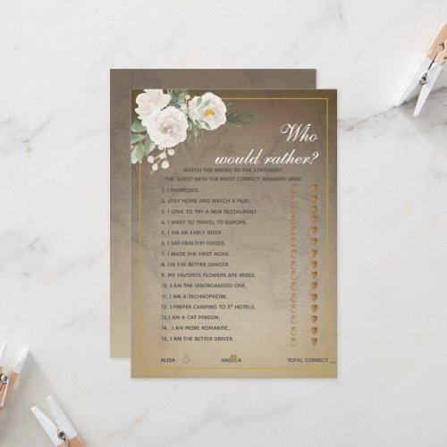 Editable Questions Bridal Shower  Games Invitation