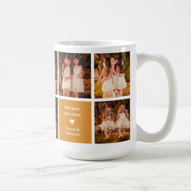 Editable Quote 8 Photos Mother's Day Orange Mug (Right)