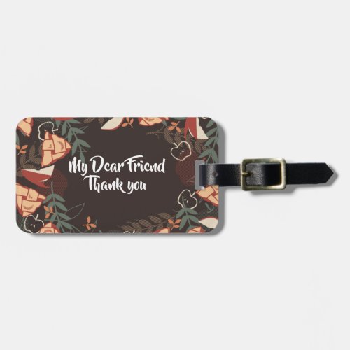 Editable Quote with Apple Pie Pattern Luggage Tag