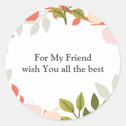  Editable Quotes with Apple Fruit Tree Pattern Classic Round Sticker