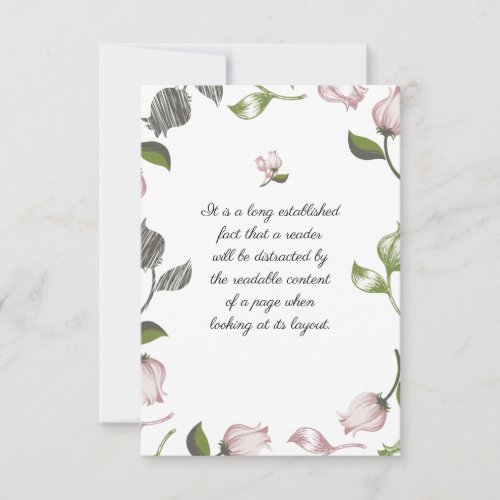 Editable Quotes with floral art white ver Thank You Card