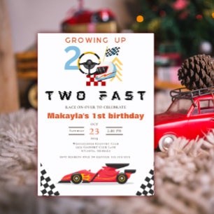 Editable Race Car 2nd TWO Fast Vintage Birthday Invitation
