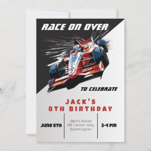 Editable Race Car Birthday Invitation