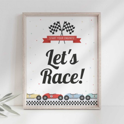 Editable Race Car Birthday Sign