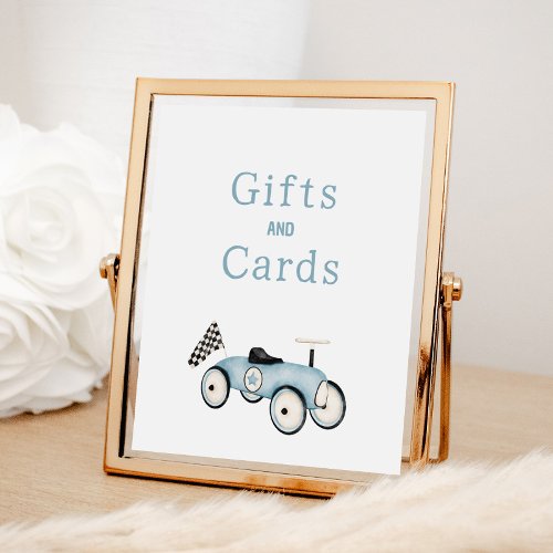 Editable Race Car Ride_On Gifts Cards Sign