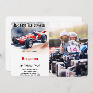 Editable Racing Car, Two Fast Birthday Photo Invitation