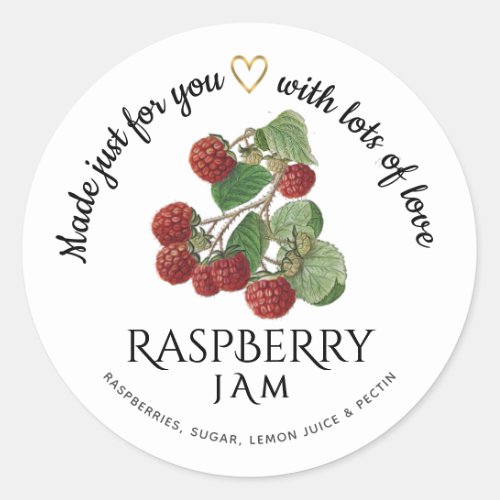 Editable Raspberry Jam Label with Gold Heart  