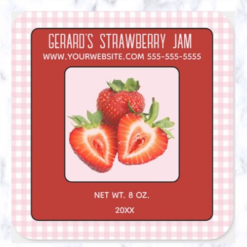 Editable Raspberry Jam Square Sticker