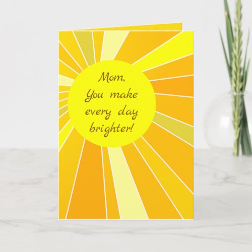 Editable Rays of Sunshine Mothers Day Card