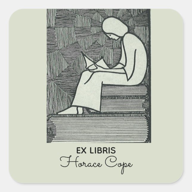 Editable Reading on a Stack of Books Bookplate (Front)