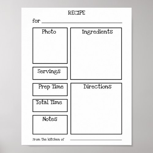 Editable Recipe Card Personalize with photos Poster