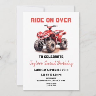 Editable Red ATV Wheeler Bike Birthday Invitation