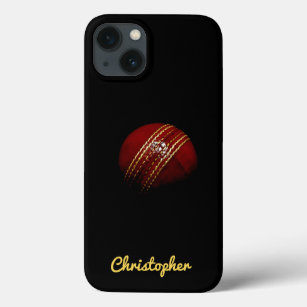 Editable Red Cricket Ball With Name iPhone13 Case