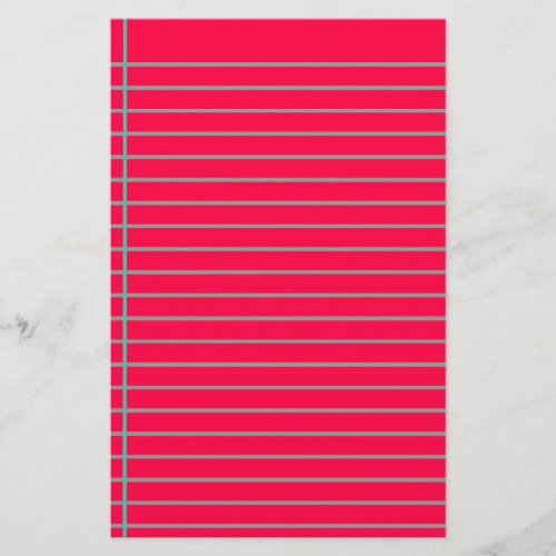 Editable Red Decorative Lined Stationery Paper