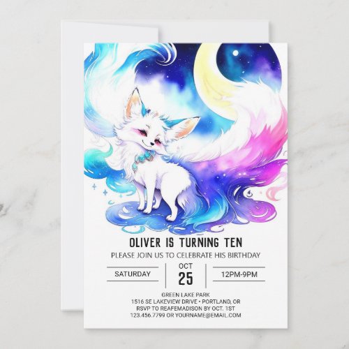 Editable Red Fox Birthday Invitation